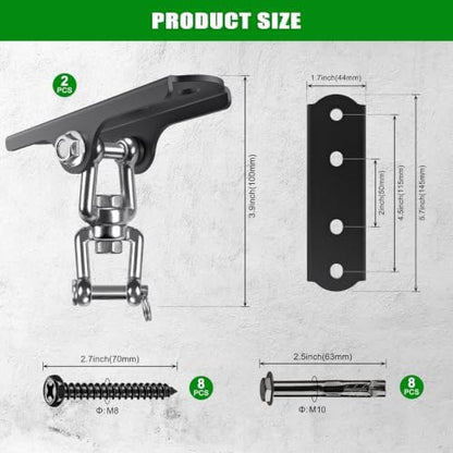 2Pcs 360° Swivel Swing Hanger Swing Ceiling Mount Heavy Bag Hanger Hook