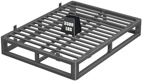 10 Inch Metal Cal King Bed Frame with Rounded Corner, Steel Support