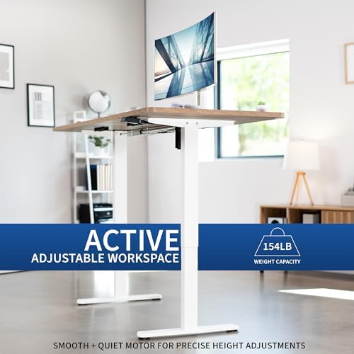 VIVO Electric Standing Desk, Smooth 3-Piece 71" x 30" Vintage Brown Top