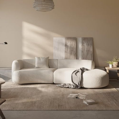 Acanva Formia Boucle Curved Sectional Couch for Living Room
