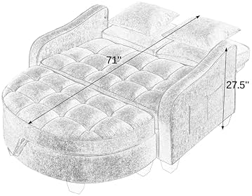 Chenille Tufted Loveseat Sofa and Ottoman Set
