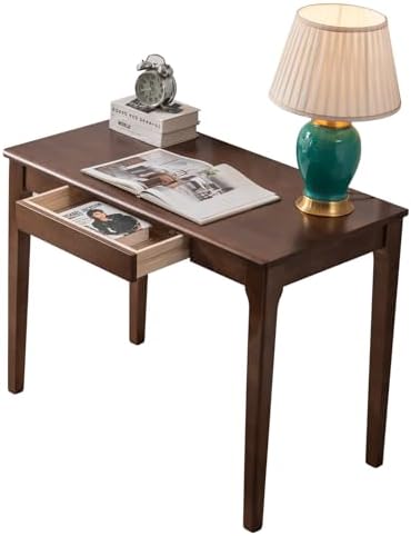 Solid Wood Desk, Gaming Study Home Office Desks for Work, Student PC Desk for Bedroom, Small Computer Desk for Small Spaces, Easy to Assemble (Walnut Color, 39inch)