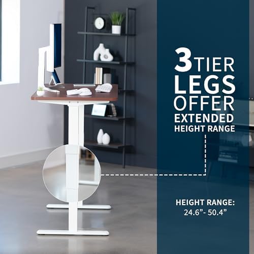 VIVO Electric Dual Motor Standing Desk, 60" x 24" Dark Walnut Top
