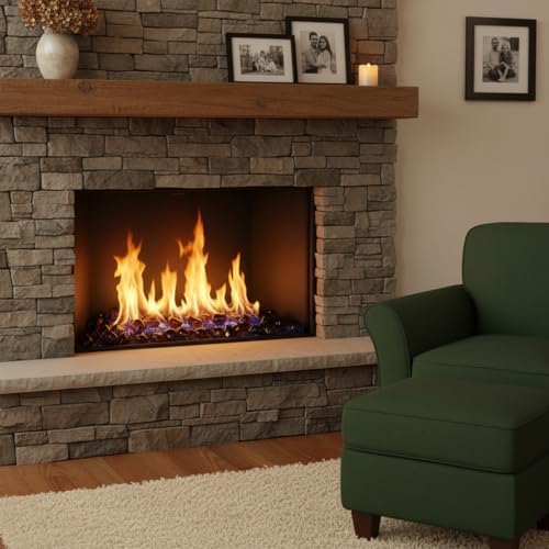 Mr. Fireglass 10 Pounds 1 Inch Diamond Fire Glass, High Luster Onyx Black