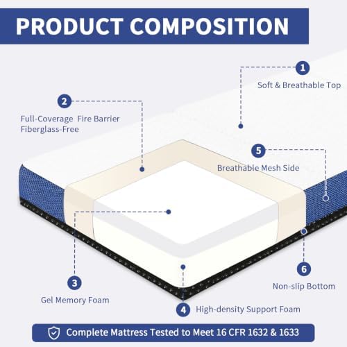 Folding Mattress Twin XL, 6" Trifold Mattress Sofa Bed for College,White