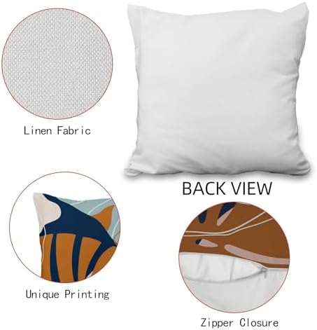 Abstract Palm Leaves Pillow Covers 22''x22'' Set of 4, Modern Geometric Line Pattern Cushion Covers Decorative Tropical Print Pillow Cases for Couch Sofa Bedroom Farmhouse Garden Patio