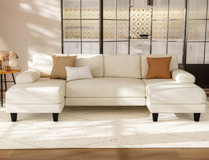Txtin's U Shaped Sectional Couches for Living Room, 111 Inch Modular Sofa with Double Chaise, Large Lounge Couch for Apartment, Warm White