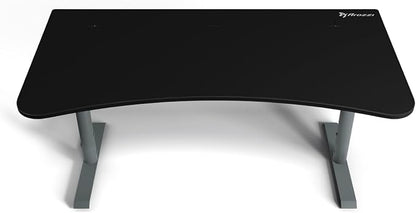 Arozzi Arena Ultrawide Curved Gaming and Office Desk with Full Surface Water Resistant Desk Mat with 3 Custom Monitor Mount Cut Outs and Under The Desk Cable Management Netting - Frozen Grey