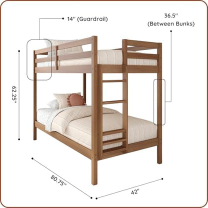 Bear Twin Over Twin Bunk Bed, Oak Embossed Pecan