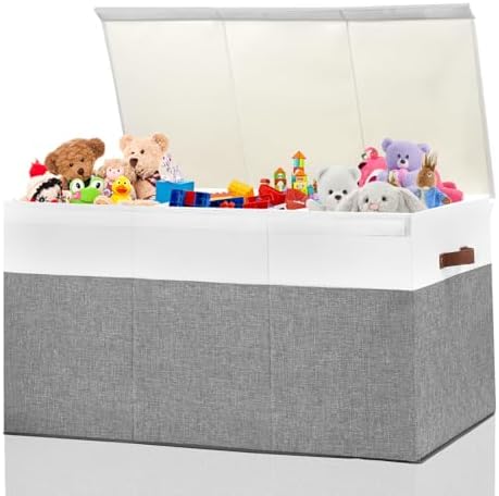 Extra Large Toy Storage Box with Lid,Toy Chest Bin Basket with Dividers