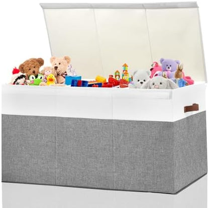 Extra Large Toy Storage Box with Lid,Toy Chest Bin Basket with Dividers