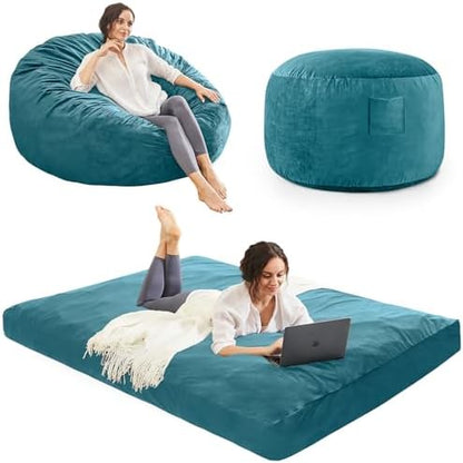 Bean Bag Chairs for Adults - Giant Bean Bag Convertible Floor Sofa