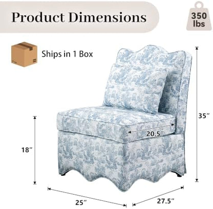 Floral Accent Chairs Set of 6, French-Inspired Lounge Chair
