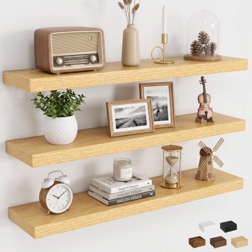 Dreamland 30inch Floating Shelves for Bathroom, Wall Shelf, 3 Pack, Oak
