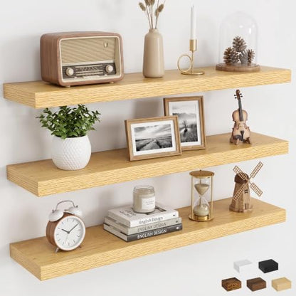 Dreamland 30inch Floating Shelves for Bathroom, Wall Shelf, 3 Pack, Oak