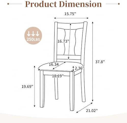 Merax Wood Farmhouse Upholstered Dining Chair Set of 2 , Natural