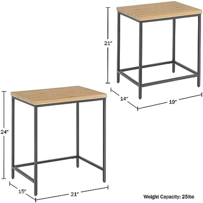 Lavish Home Nesting Tables, Oak, Set of 2, 21”x15”x24”/19”x14”x21”