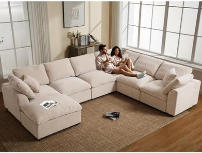 Oversized Modular Sectional Sofa, 7 Seater Cloud Couch with Ottoman