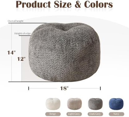 SHOUREN Stuffed Round Ottoman,Pouf Ottoman Foot Rest,18 X 14,Brown