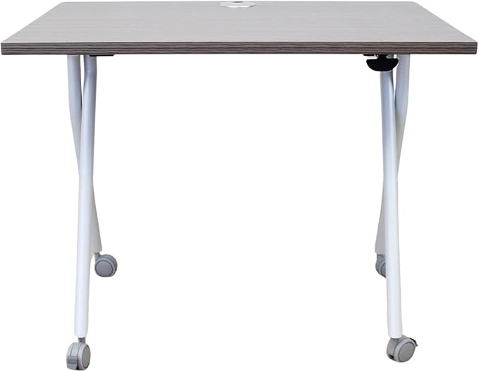 48-inch Training Table Driftwood Adjustable Table for Office Classroom Versatile Design for Meetings Seminars and Collaborative Workspaces Easy Flip Top Mechanism for Quick Setup and Storage