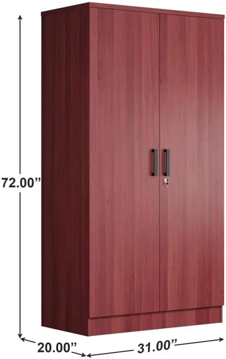 Woodpeckers Furniture And Mattress 2 Doors Wardrobe with Shelves (Mahogany)