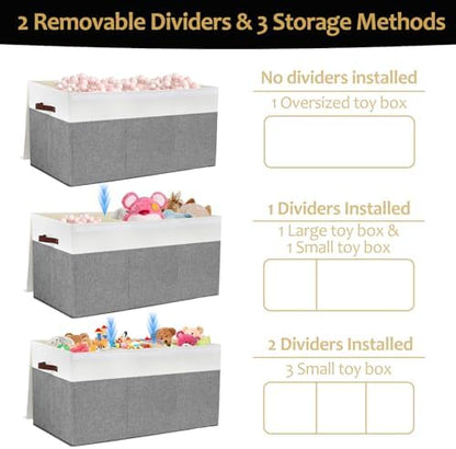 Extra Large Toy Storage Box with Lid,Toy Chest Bin Basket with Dividers