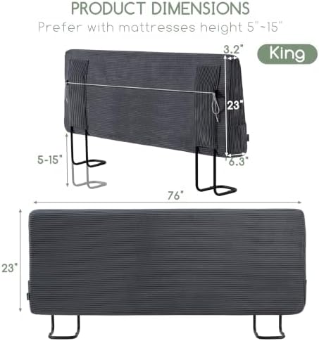 HIGOGOGO Headboard Easy Assembly Required, Corduroy Fabric, King, Grey