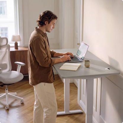 Desktronic HomePro Standing Desk 60x30 — Made in Europe, Ergonomic Sit Stand Home Office Desk, Electric Height Adjustable, Dual Motor, USB & USB-C Charging, Wobble-Free, Touchscreen, 3 Memory Presets