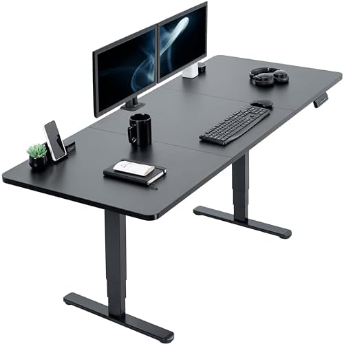 VIVO Electric Dual Motor Standing Desk, 71" x 30" Black Top