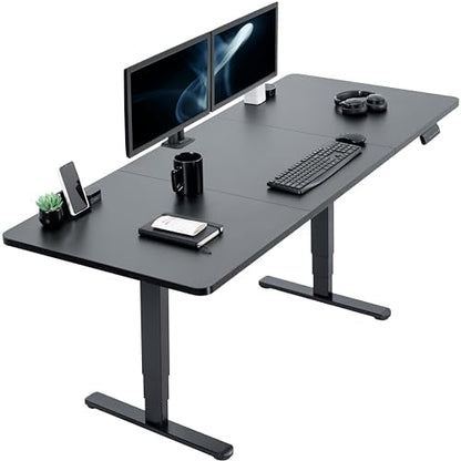 VIVO Electric Dual Motor Standing Desk, 71" x 30" Black Top