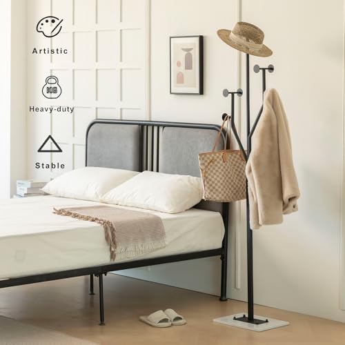 Freestanding Coat Rack Marble Base Coat Tree Heavy Duty(Black)