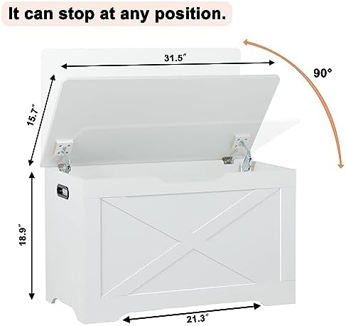 31.5" Storage Chest, Wooden Storage Bench, Entryway Shoes Bench