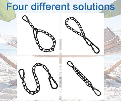 4 Pack 25in Hanging Swing Chain with 4 Carabiners, 440LB Capacity Hanging Kits Heavy Duty Hanging Chair Hardware for Hammock Swing Hanging Chair Punching Bags Sandbag Indoor Outdoor Yoga Gym (Black)
