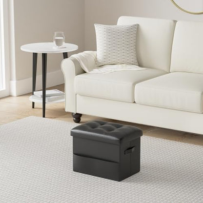 BelugaHelper Storage Ottoman Foot Rest with Thicker Foam Padded Seat, Black