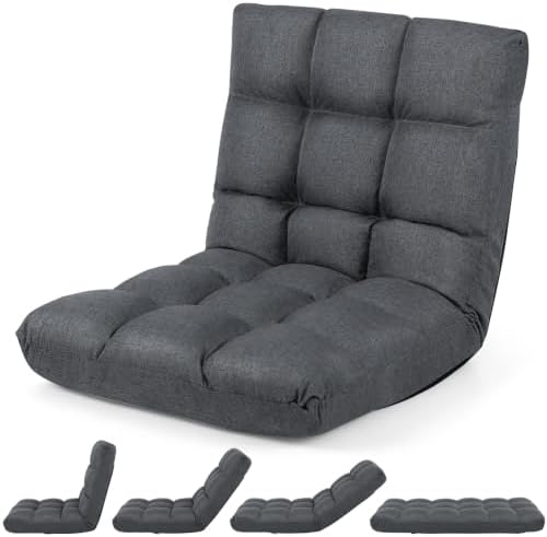 GIANTEX 14-Position Adjustable Floor Chair for Adults (Gray)