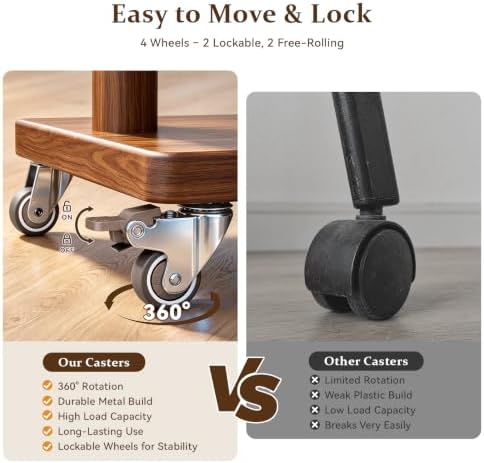 Coat Rack Freestanding Solid Wood Clothes Rack with Wheels