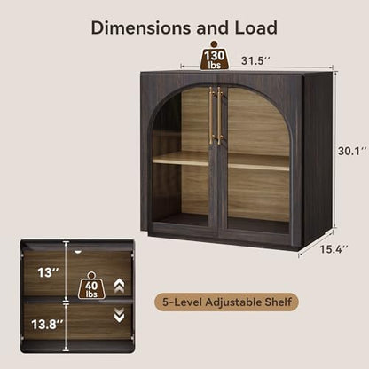Buffet Cabinet with Storage, 31.5'' W Arched Sideboard
