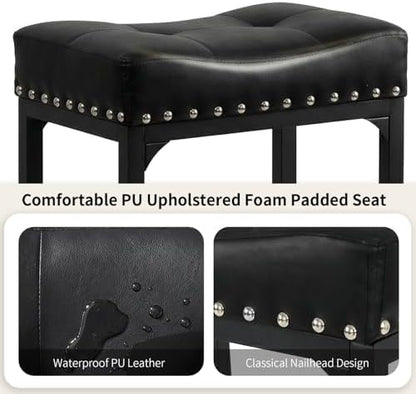 Black Bar Stools Set of 3, Counter Height Bar Stools for Kitchen Island