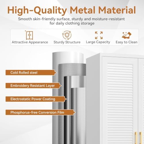 71" Tall Metal Armoire Wardrobe Closet with Shelves and Doors