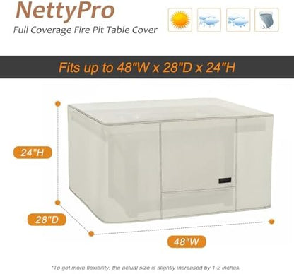 NettyPro Fire Pit Table Cover Rectangular Waterproof, 48x28 inch