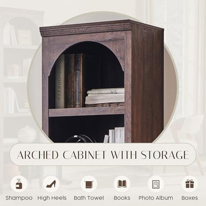 IFBUY 76" Arched Bathroom Storage Cabinet, Narrow Arched Cabinet, Brown