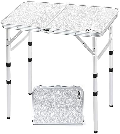 Folding Camping Table, Adjustable Height Portable Picnic Table, 24"x 16"