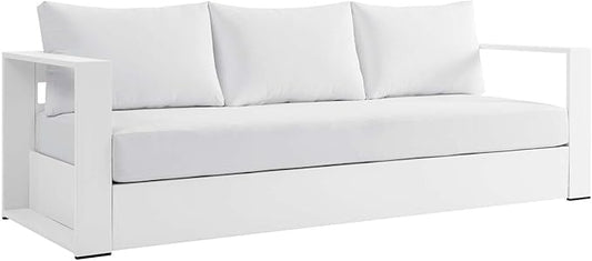 Modway Tahoe Aluminum Outdoor Patio Sofa in White White