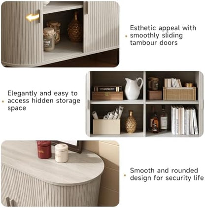 ONBRILL 55" Sideboard Buffet Cabinet with Sliding Door, Natural White