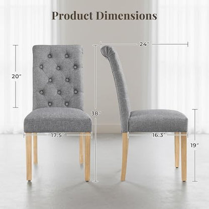 Yaheetech Dining Chairs Set of 4 Modern Upholstered Parson Chairs Dark Gray