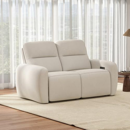 Bonzy Home Power Recliner Loveseat Sofa, Overstuffed Reclining Couch with USB and Type-c Charge Ports, Recliner Love Seat Couches for Living Room, Home Theater, RV (Beige, Fabric)