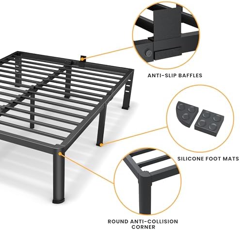 18 Inch California King Size Metal Platform Bed Frame with Round Corner Leg