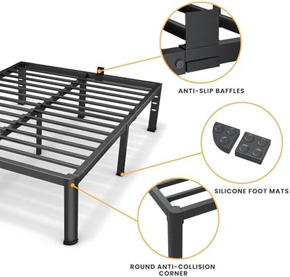 Superay 12 Inch Queen Metal Bed Frame with Rounded Leg, Mattress Stopper