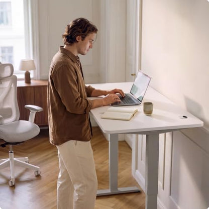 Desktronic HomePro Standing Desk 60x30 — Made in Europe, Ergonomic Sit Stand Home Office Desk, Electric Height Adjustable, Dual Motor, USB & USB-C Charging, Wobble-Free, Touchscreen, 3 Memory Presets