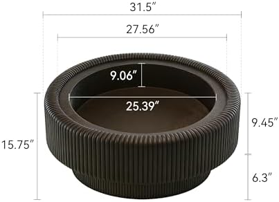 31.5" Black Round Coffee Table with Storage, Tempered Glass Top PU Leather Body & Baked Enamel Base, Modern Minimalist Fluted Circle Center Tables for or Living Room, Bedroom, Apartment
